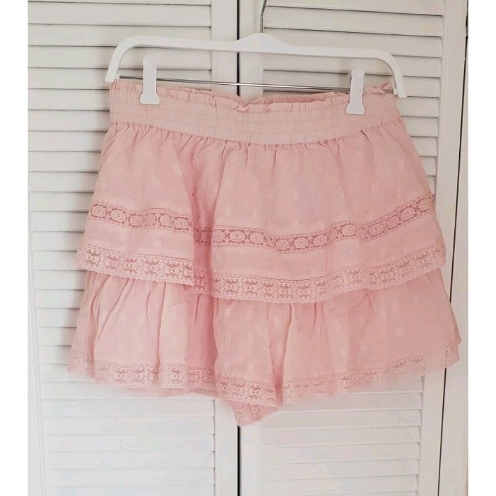 NEW ALTAR'D STATE RALEIGH LAYERED LACE SHORTS PINK LARGE - Picture 5 of 12